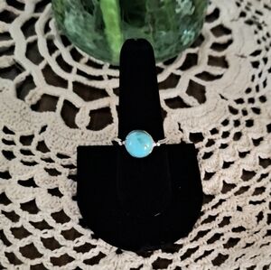 Ring Turquoise Natural Stone Stering Silver Size 8